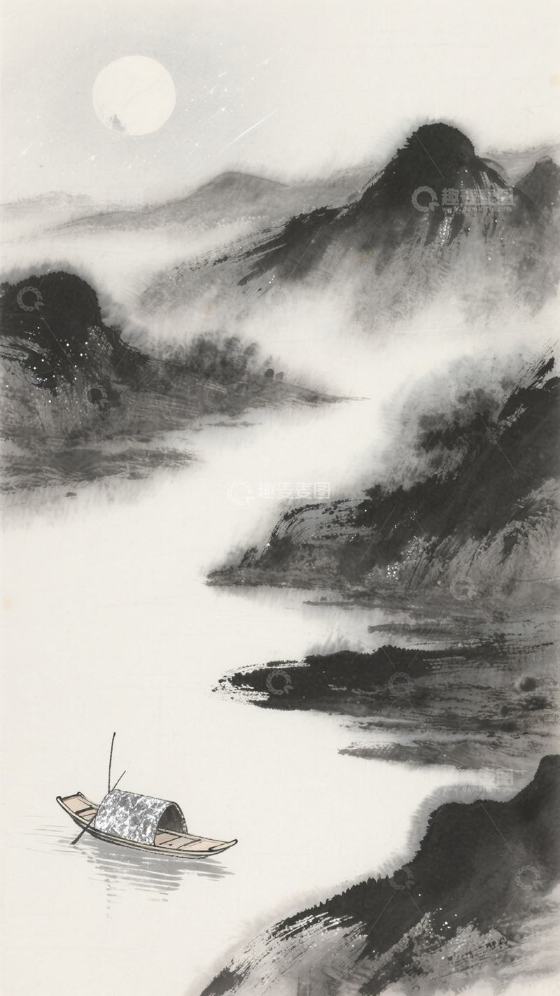 高清大图下载【趣麦麦图】山水禅意水墨