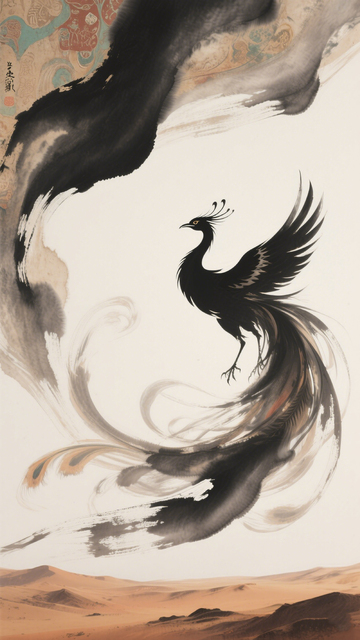 晕染交融的凤凰剪影1