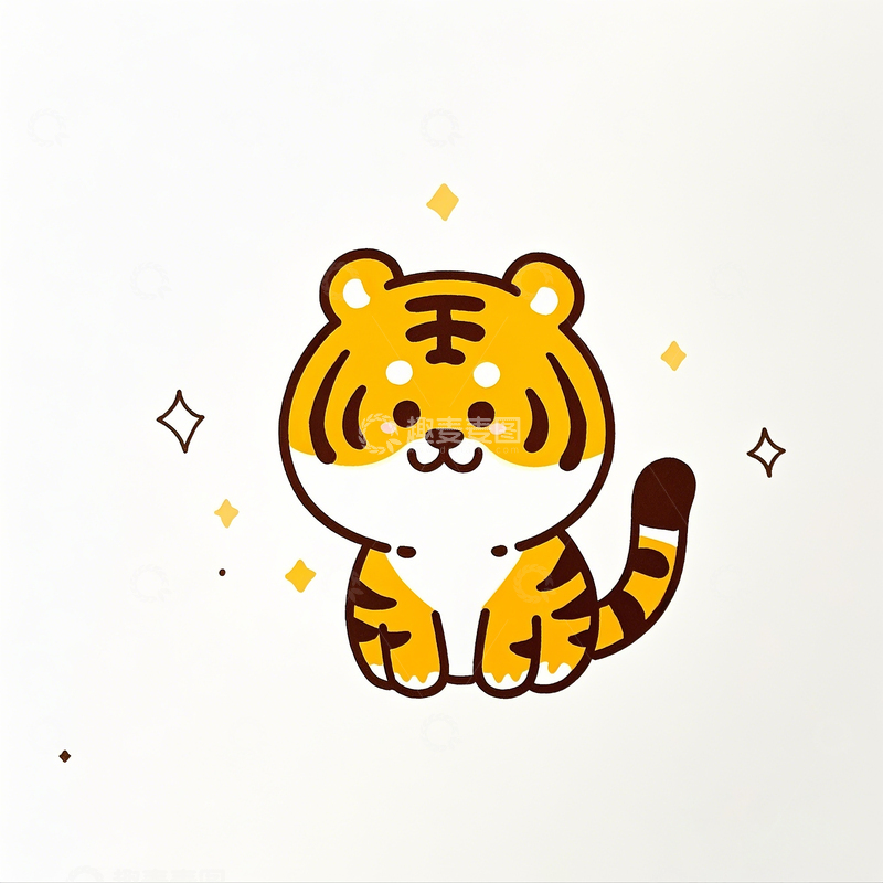 高清大图下载【趣麦麦图】Q版卡通简笔画小老虎