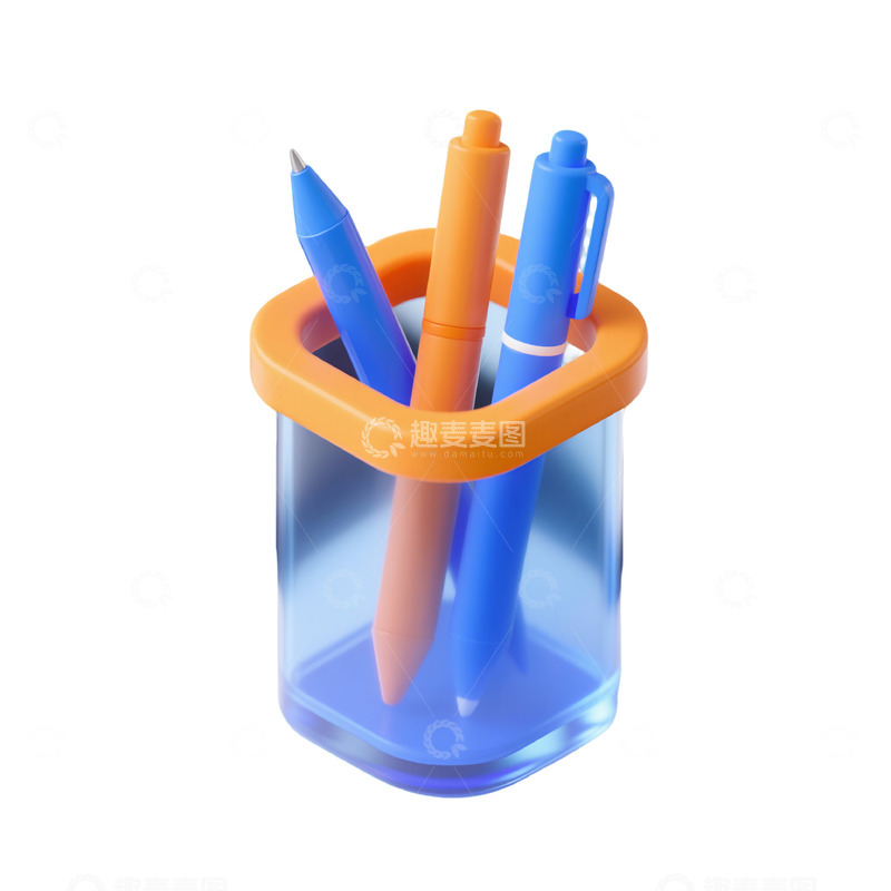 高清大图下载【趣麦麦图】笔筒三维立体磨砂图标