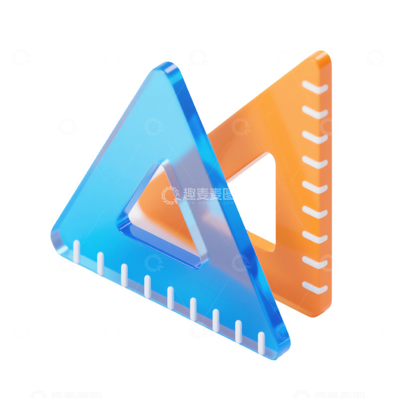 高清大图下载【趣麦麦图】三角尺三维立体磨砂图标