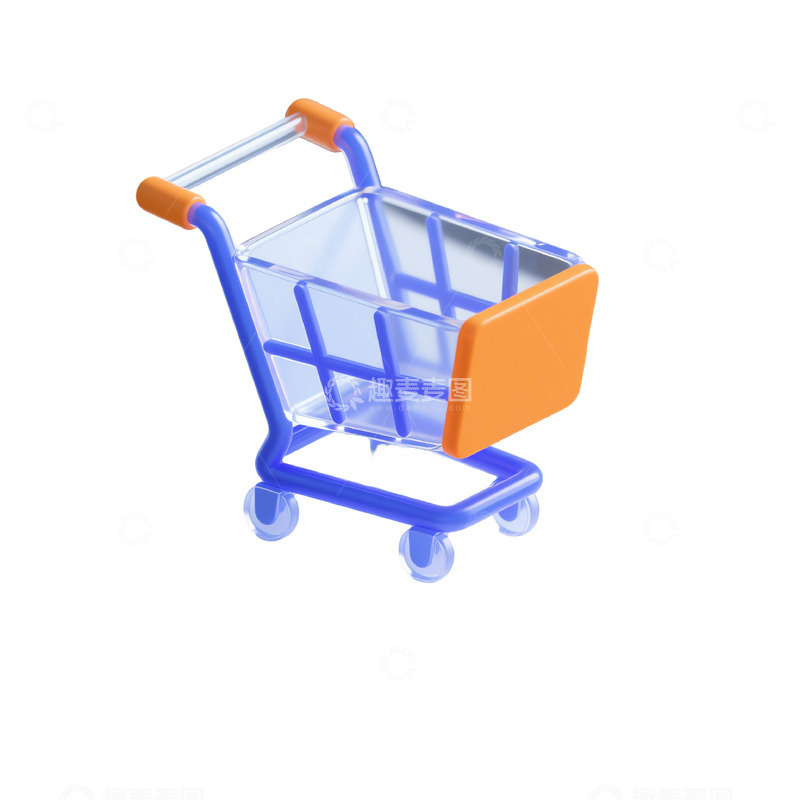 高清大图下载【趣麦麦图】购物车三维立体磨砂图标