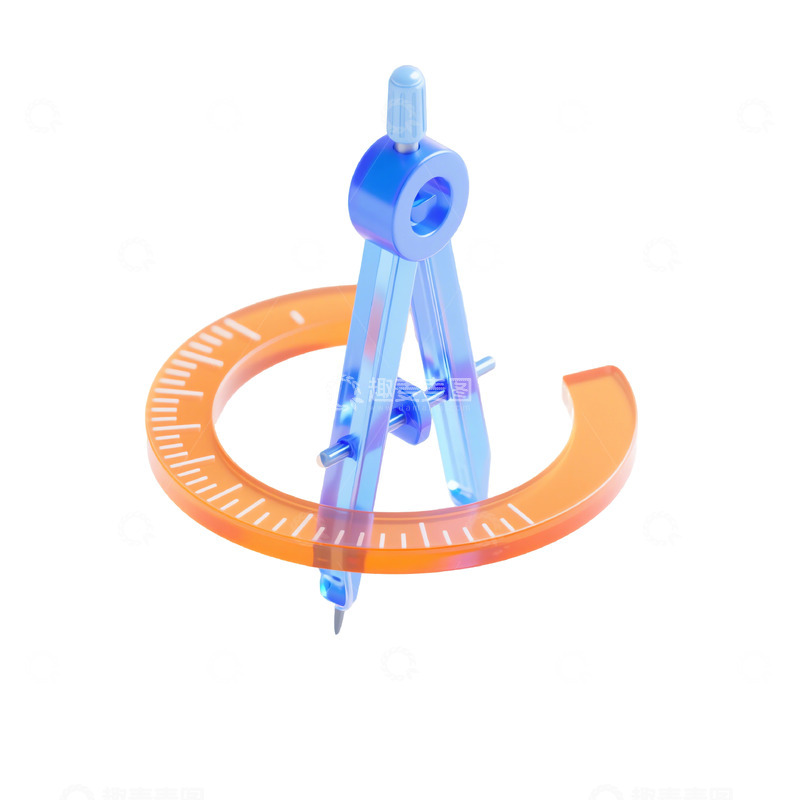 高清大图下载【趣麦麦图】圆规三维立体磨砂图标