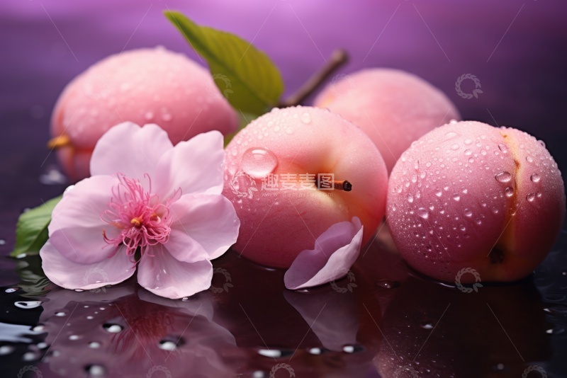 高清大图下载【趣麦麦图】沾满水珠的桃子