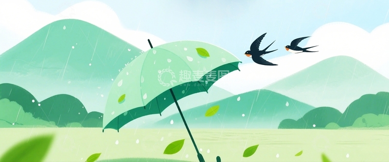 高清大图下载【趣麦麦图】惊蛰谷雨背景