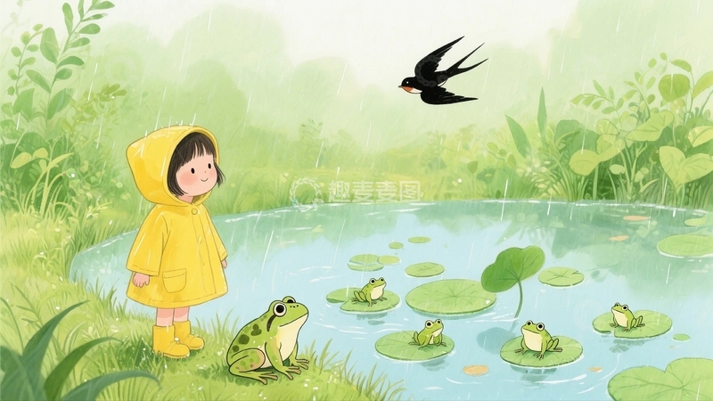 高清大图下载【趣麦麦图】惊蛰谷雨背景10