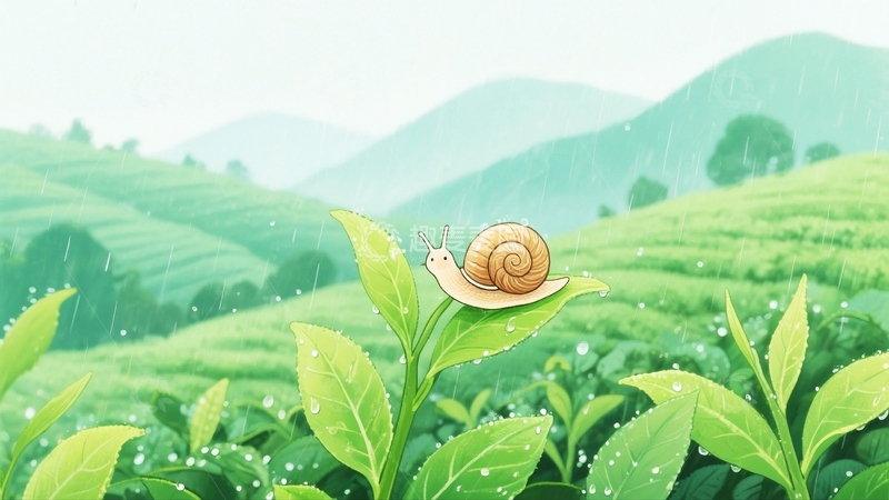 高清大图下载【趣麦麦图】惊蛰谷雨背景12