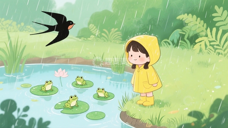 高清大图下载【趣麦麦图】惊蛰谷雨背景9