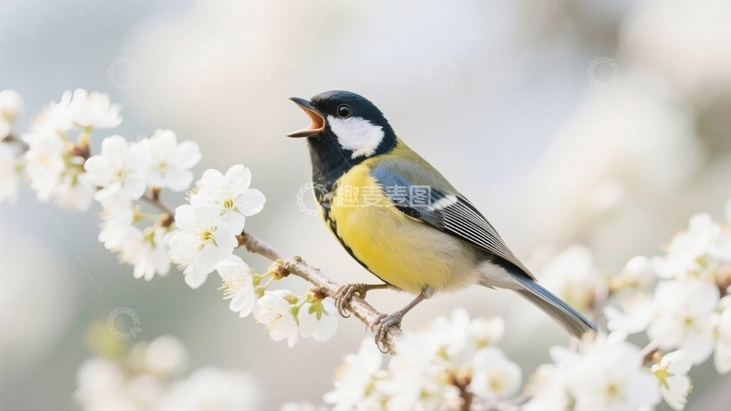 高清大图下载【趣麦麦图】春天的花朵和小鸟1