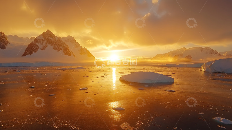 高清大图下载【趣麦麦图】黄昏的冰川冰山美景1