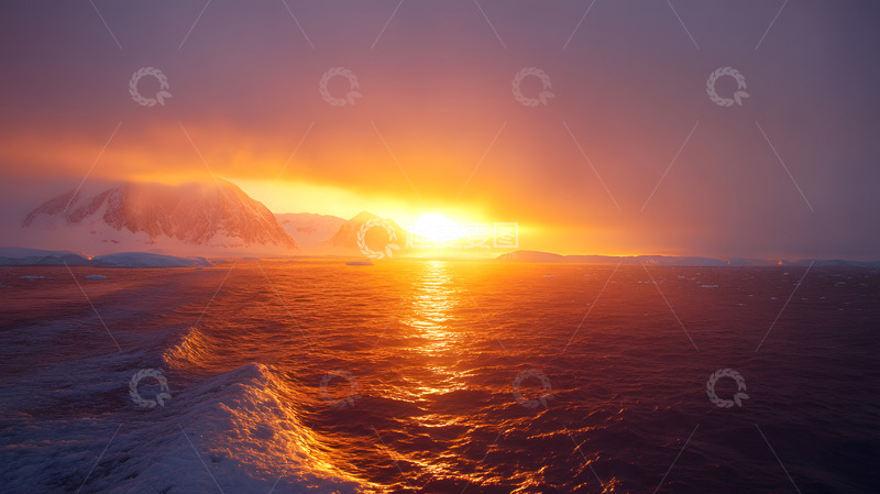 高清大图下载【趣麦麦图】黄昏的冰川冰山美景