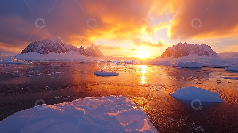 高清大图下载【趣麦麦图】黄昏的冰川冰山美景3
