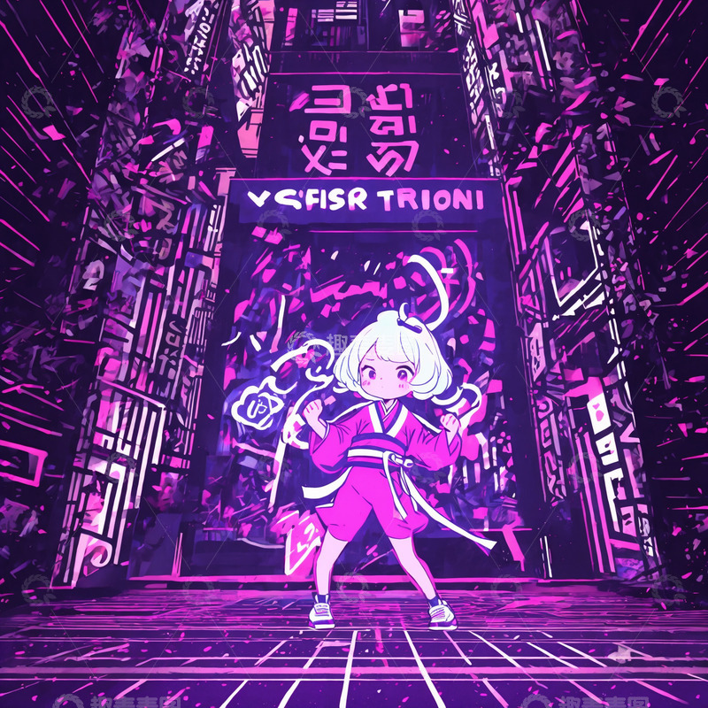 高清大图下载【趣麦麦图】书法彩带插画3