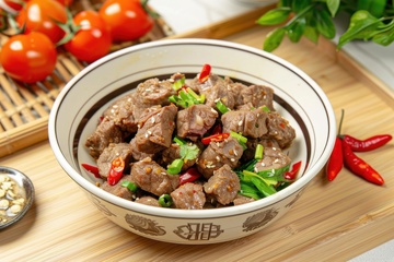 一碗美味的炒牛肉粒