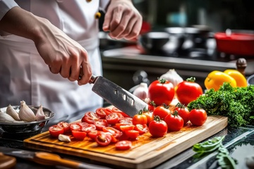 切西红柿的厨师