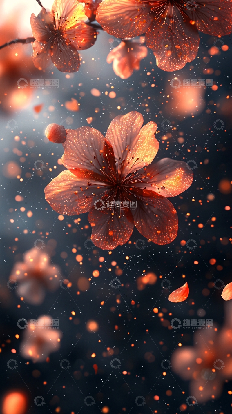 高清大图下载【趣麦麦图】唯美绽放的花朵和光点