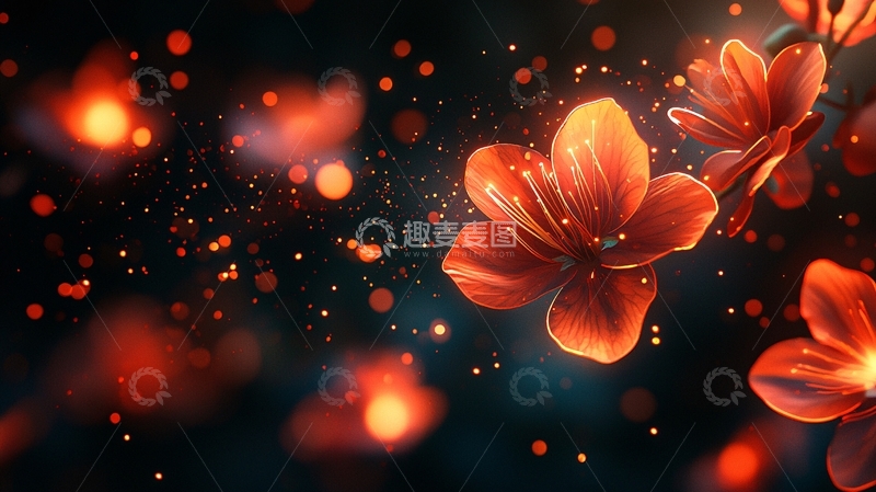 高清大图下载【趣麦麦图】红色花朵唯美梦幻背景