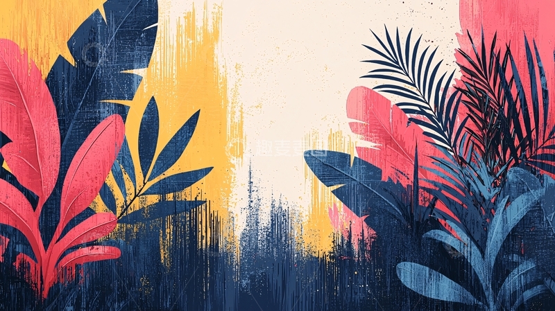 高清大图下载【趣麦麦图】抽象热带植物背景