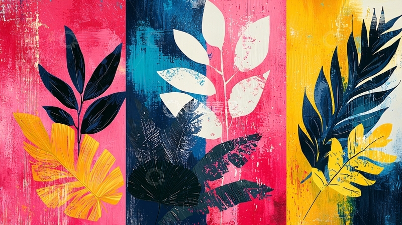 高清大图下载【趣麦麦图】色彩鲜艳的植物图案