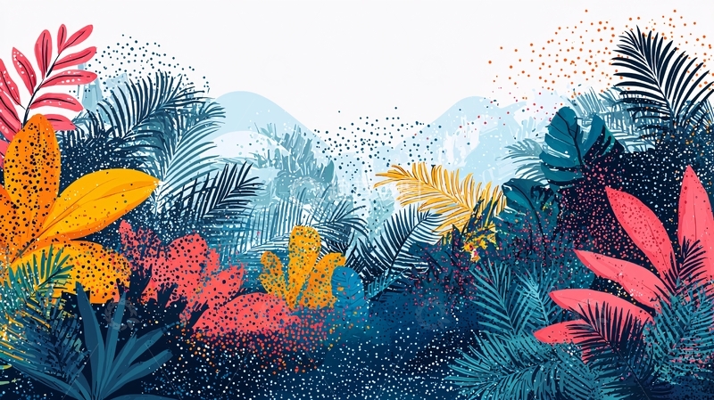 高清大图下载【趣麦麦图】热带植物插画背景