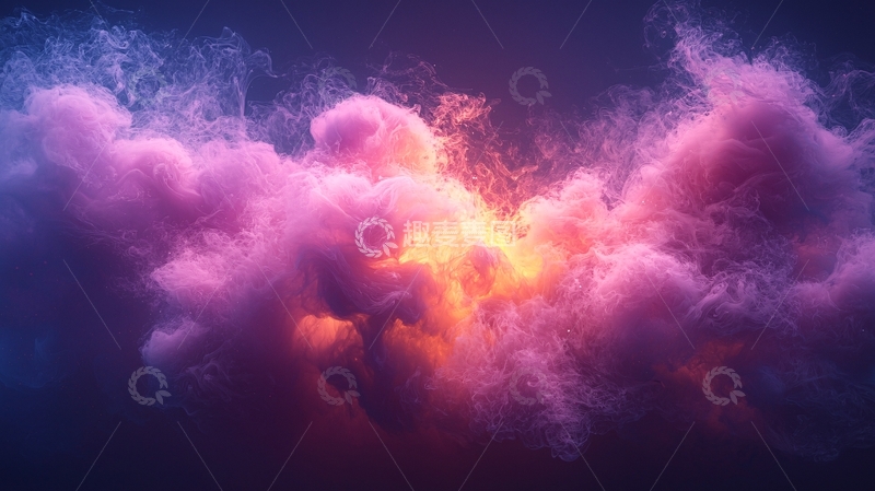 高清大图下载【趣麦麦图】梦幻般粉紫色烟雾云