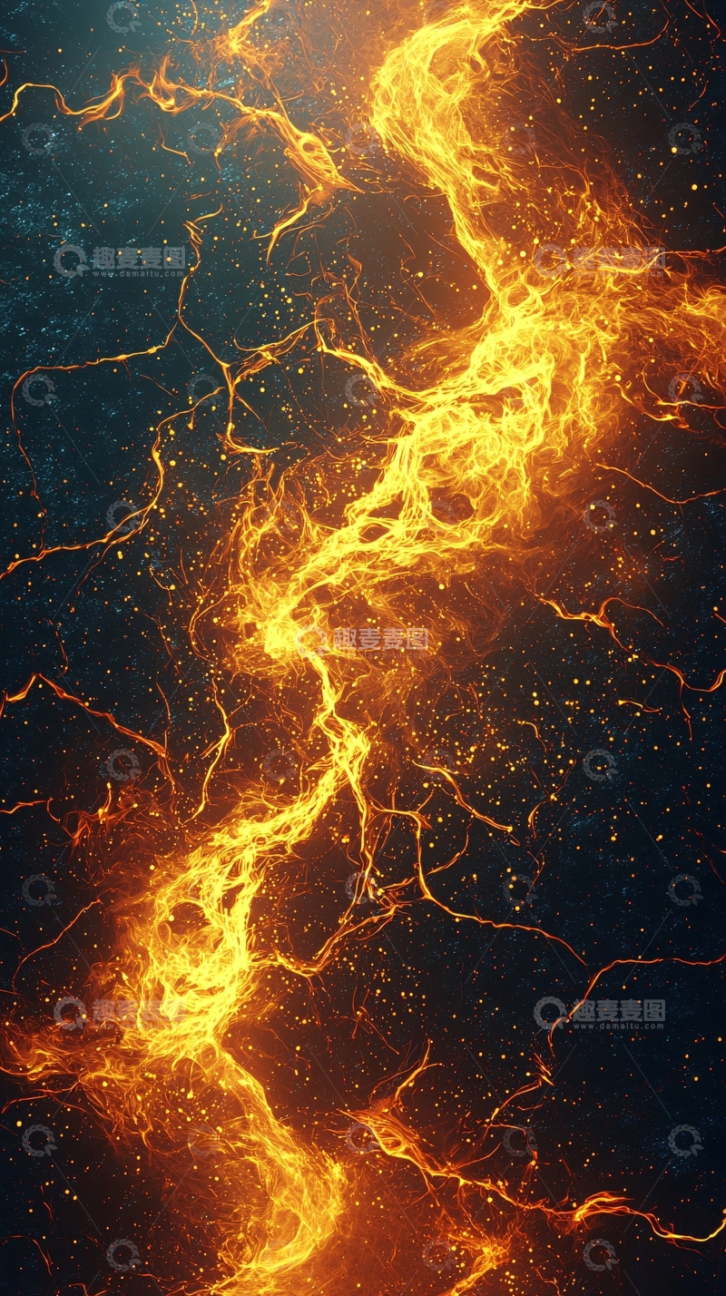 高清大图下载【趣麦麦图】金色闪电般的裂纹