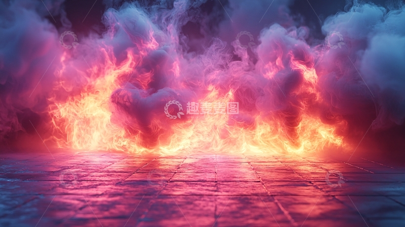 高清大图下载【趣麦麦图】火焰与烟雾交织的梦幻场景