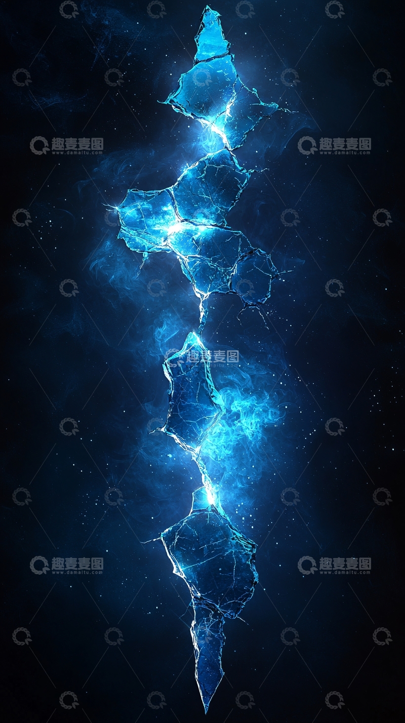高清大图下载【趣麦麦图】蓝色发光能量裂缝