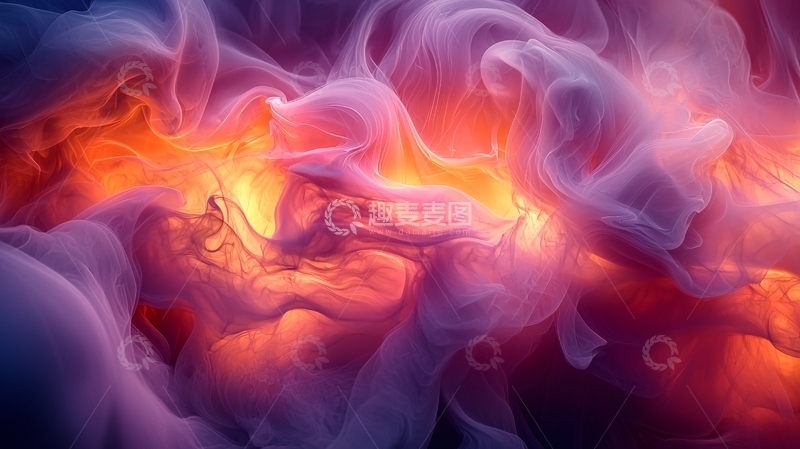 高清大图下载【趣麦麦图】梦幻般的紫色橙色烟雾背景