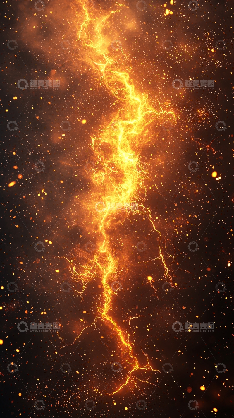 高清大图下载【趣麦麦图】金色闪电划破夜空