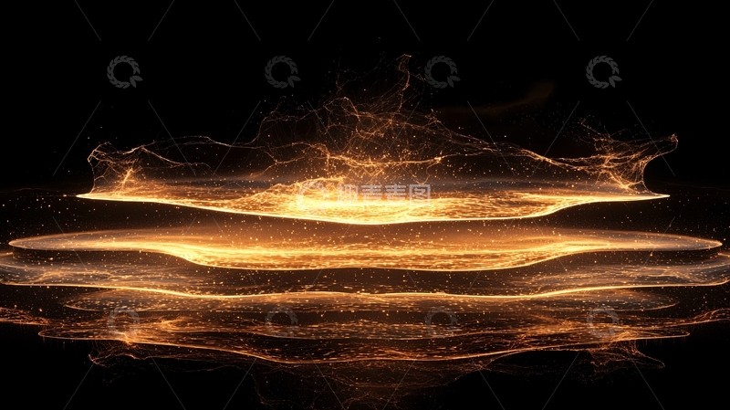 高清大图下载【趣麦麦图】金色粒子汇聚成多层平台