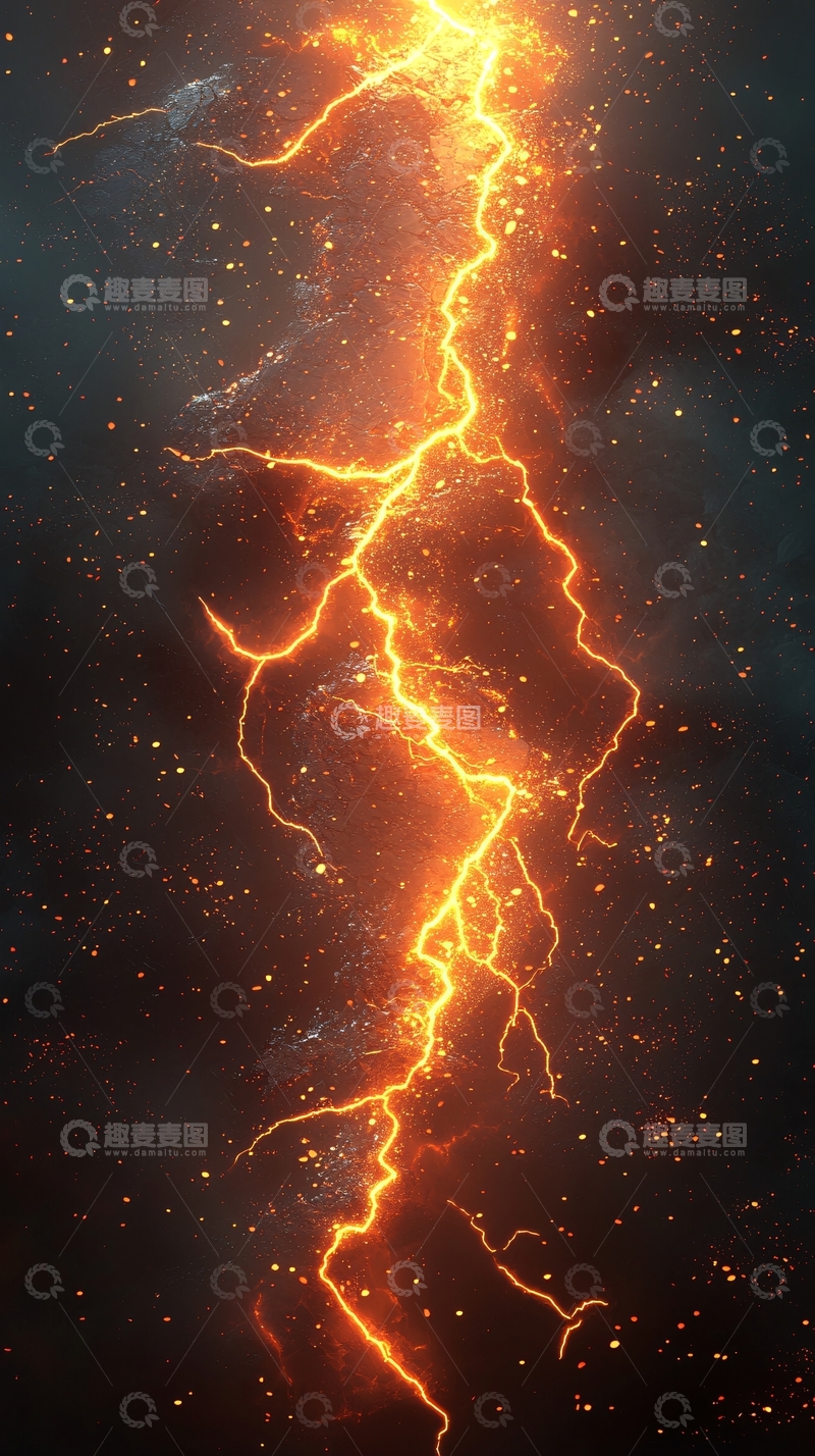 高清大图下载【趣麦麦图】金色闪电穿梭夜空