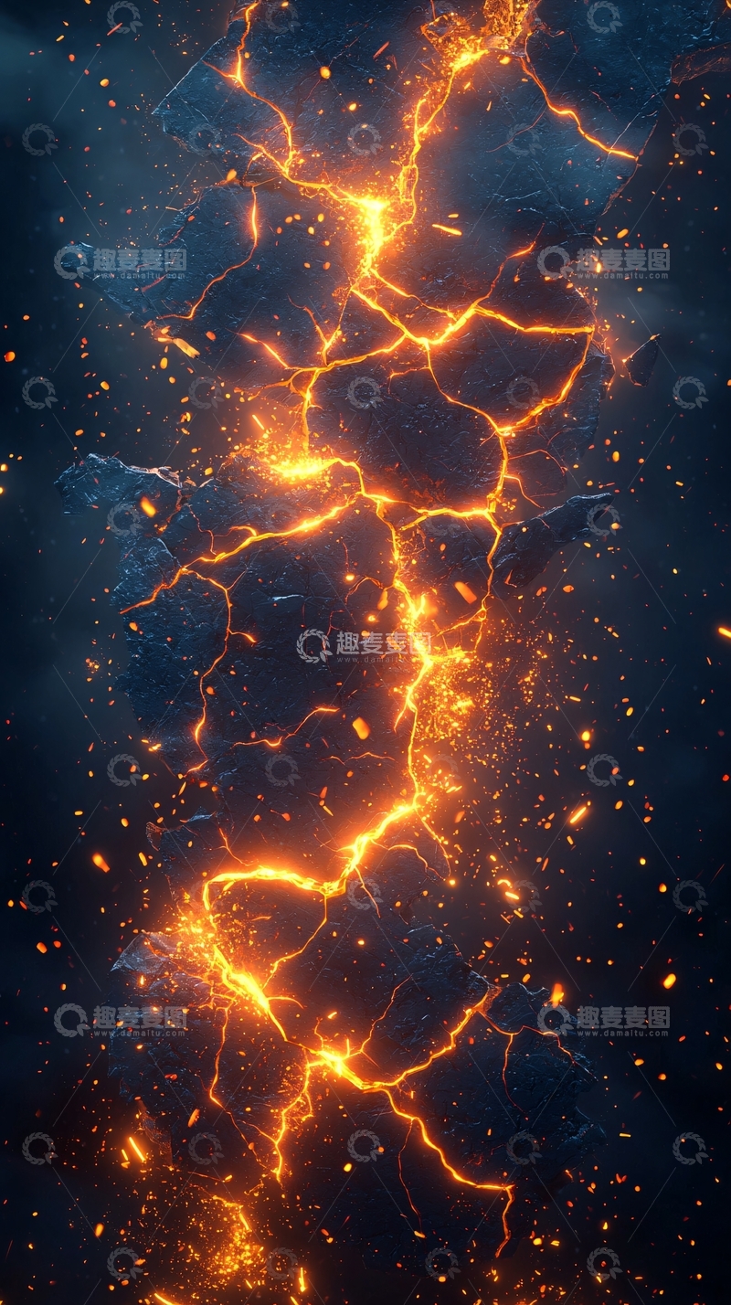高清大图下载【趣麦麦图】岩浆裂缝中的能量爆发