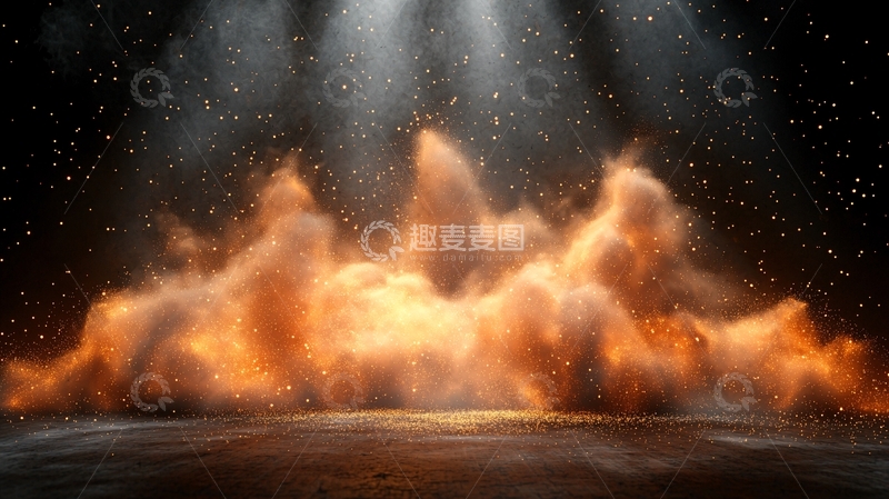 高清大图下载【趣麦麦图】金色火焰在黑暗中升腾