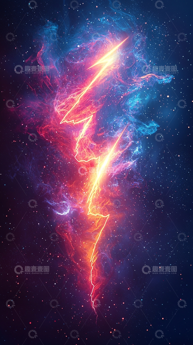高清大图下载【趣麦麦图】星云中的闪电