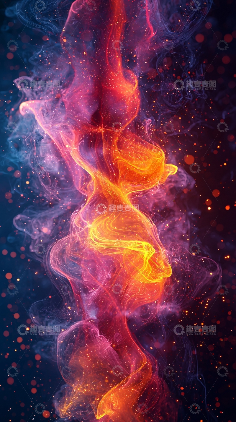 高清大图下载【趣麦麦图】火焰般色彩的抽象烟雾