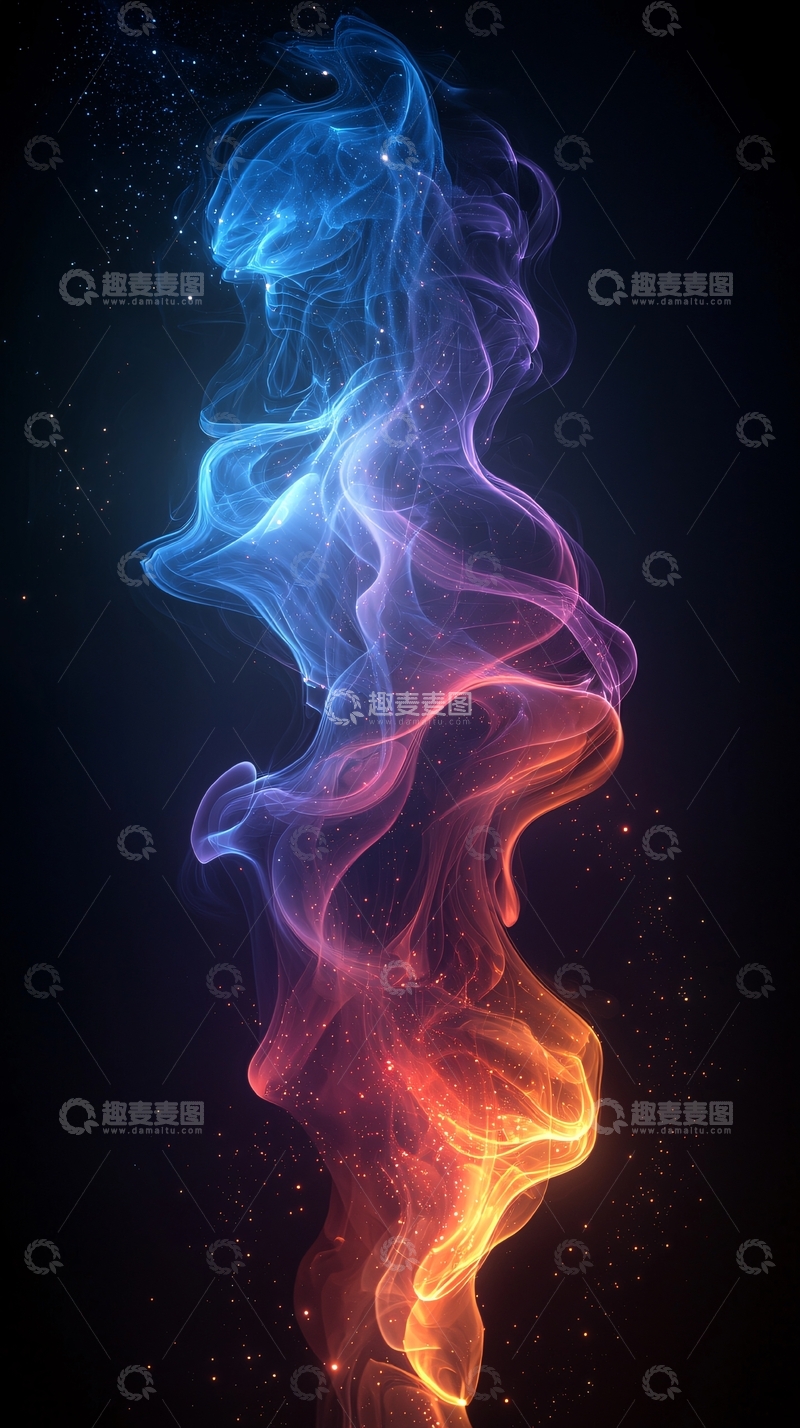 高清大图下载【趣麦麦图】蓝色火焰与红色火焰交织