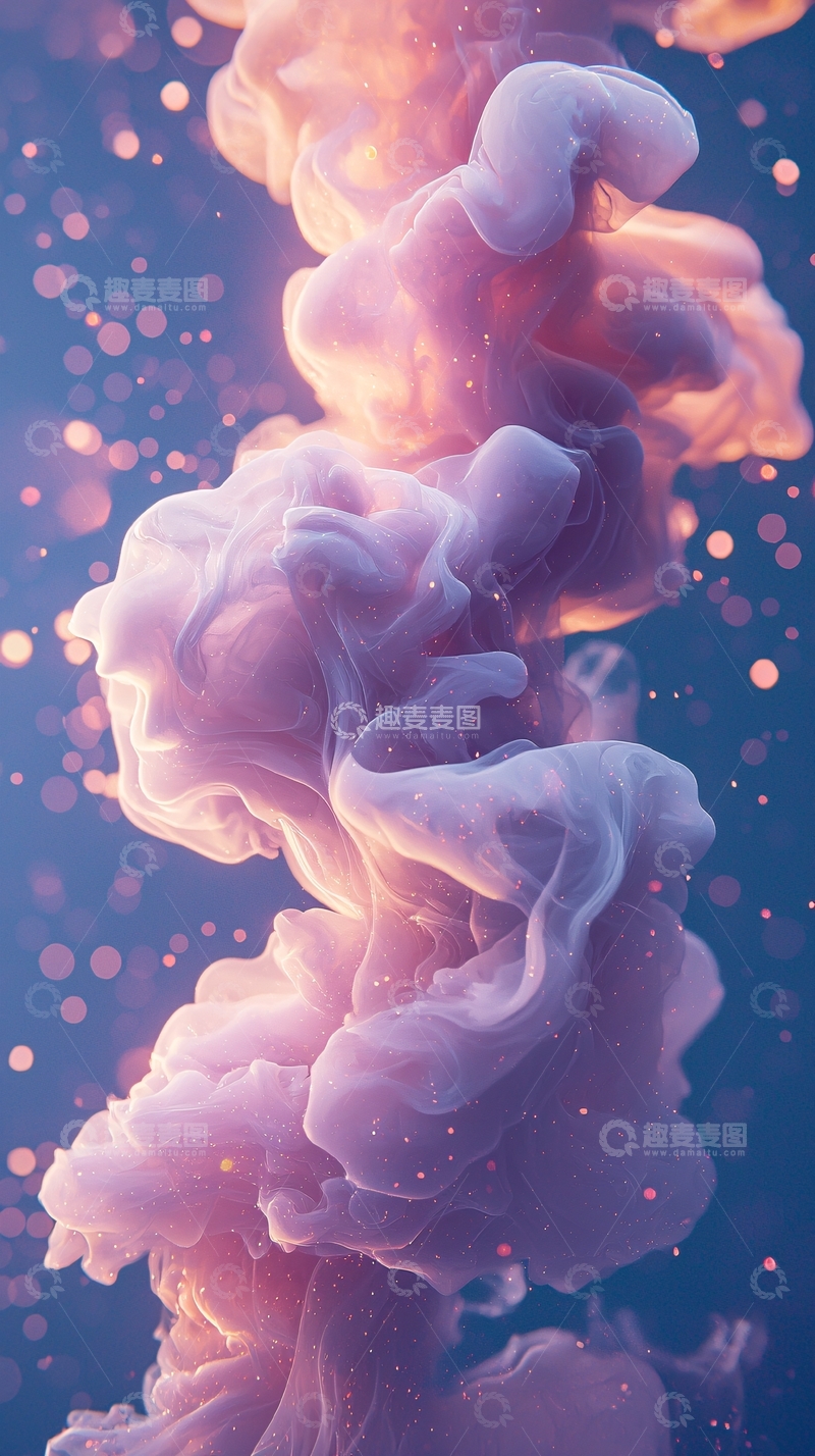 高清大图下载【趣麦麦图】粉色烟雾水墨效果