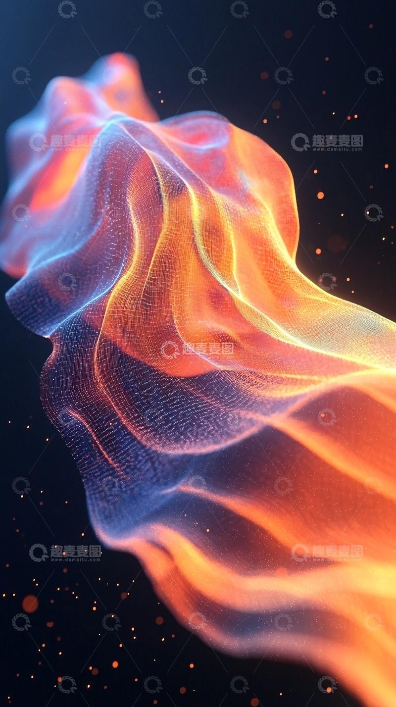 高清大图下载【趣麦麦图】抽象火焰流动粒子