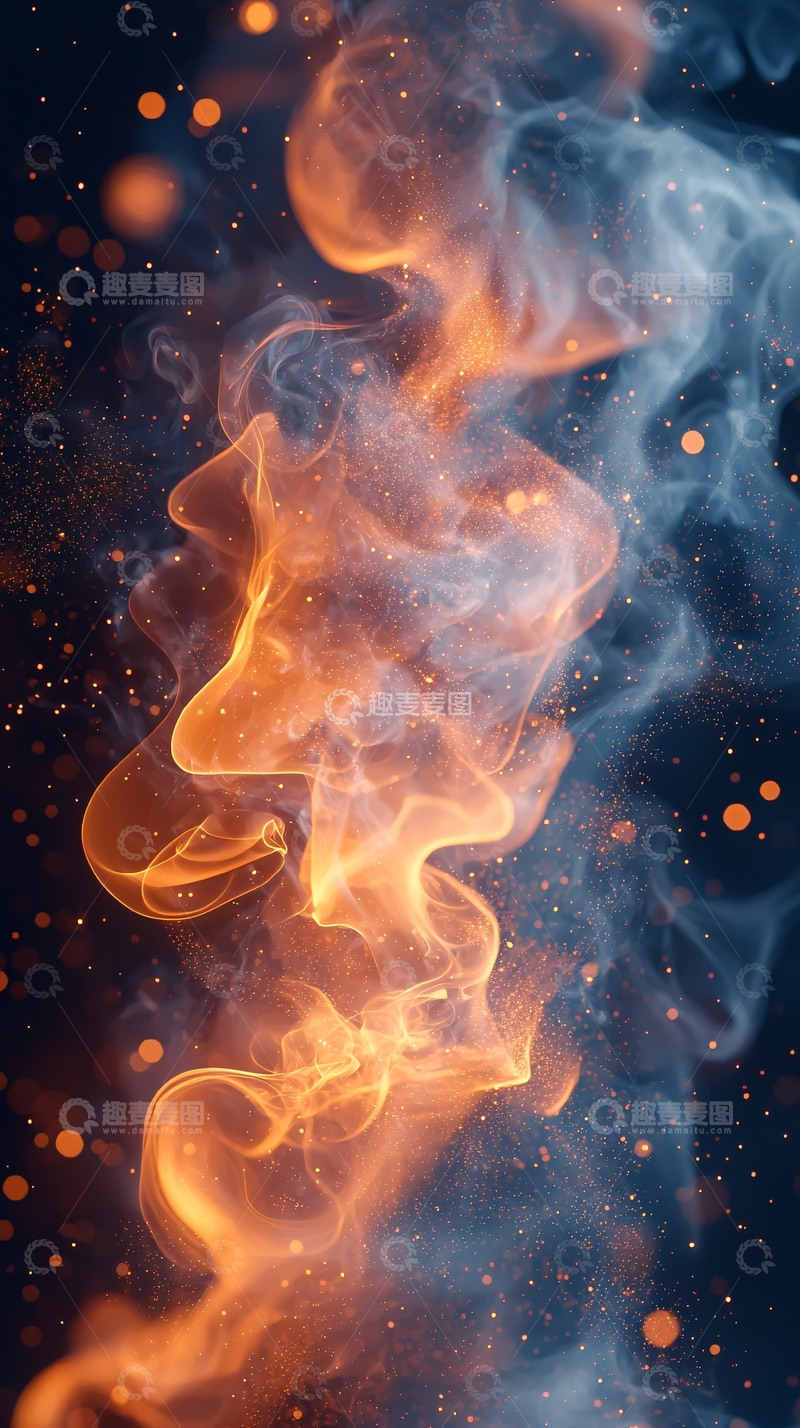 高清大图下载【趣麦麦图】火焰与冰冷烟雾的交织