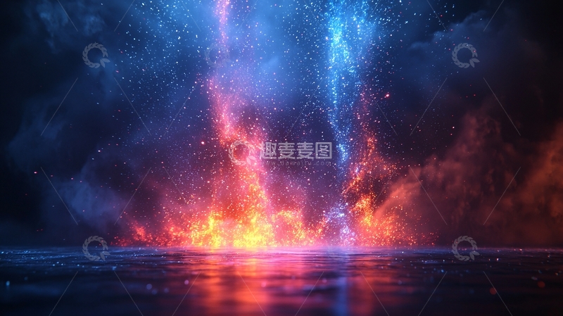 高清大图下载【趣麦麦图】蓝色红色火焰碰撞