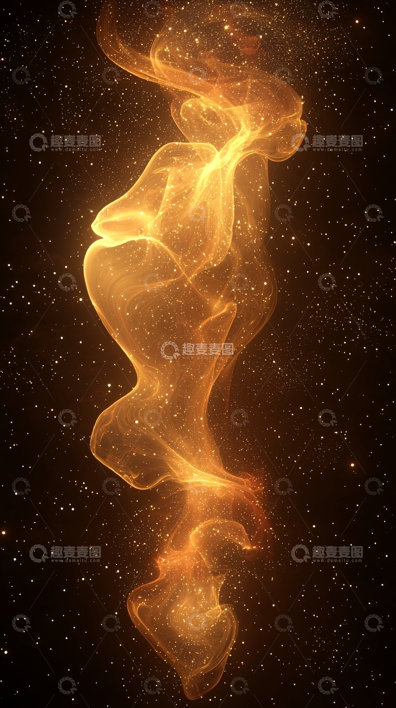 高清大图下载【趣麦麦图】金色流动烟雾星光背景