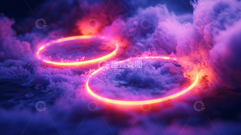 高清大图下载【趣麦麦图】霓虹光环云朵场景