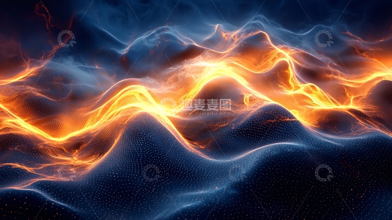高清大图下载【趣麦麦图】蓝色与橙色能量流动
