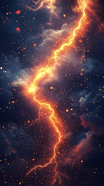 金色闪电穿梭夜空