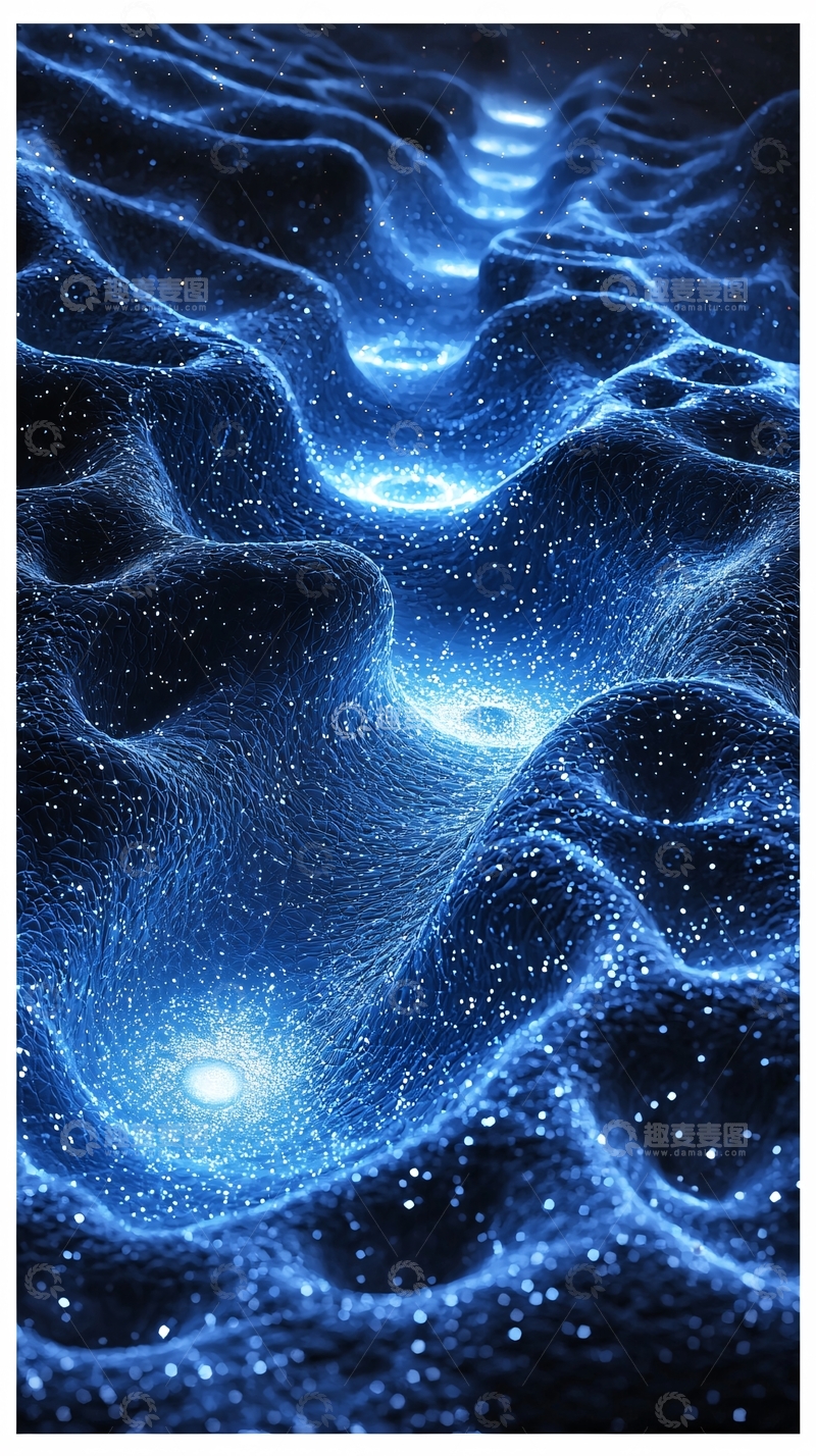 高清大图下载【趣麦麦图】蓝色发光丘陵未来感场景