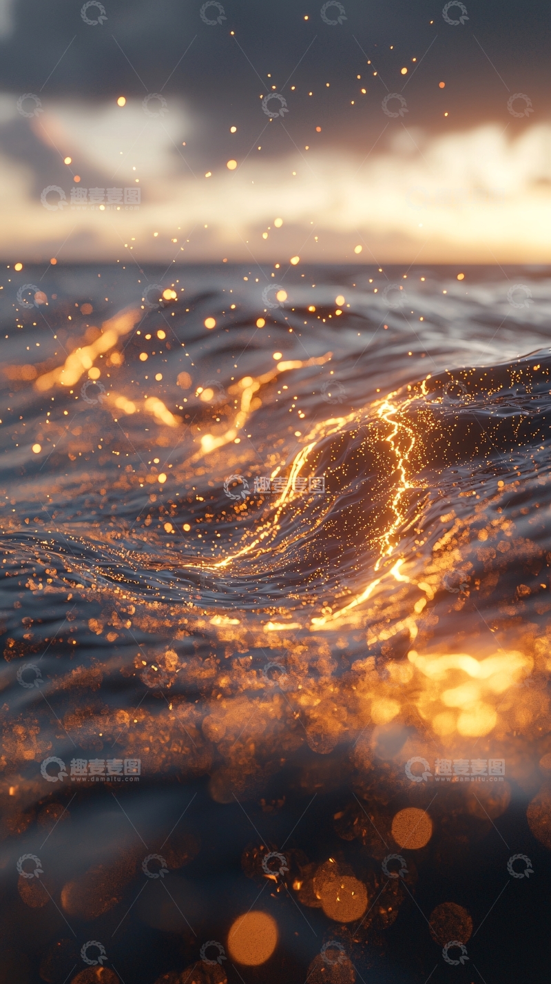 高清大图下载【趣麦麦图】金色光芒洒在海面