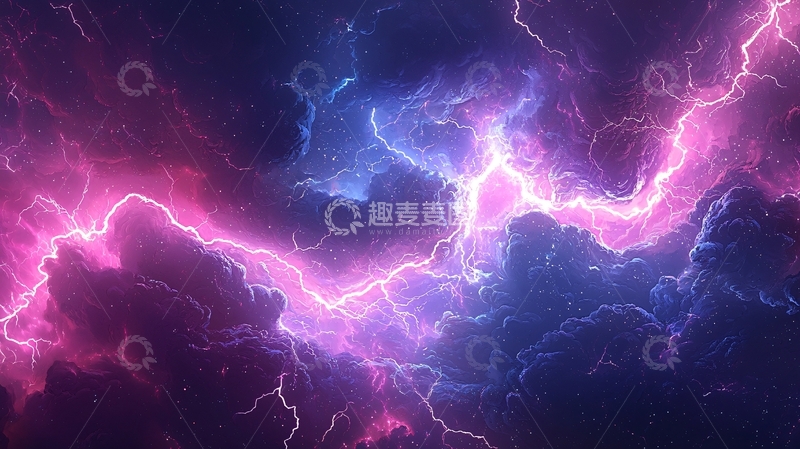 高清大图下载【趣麦麦图】紫色闪电穿梭云层