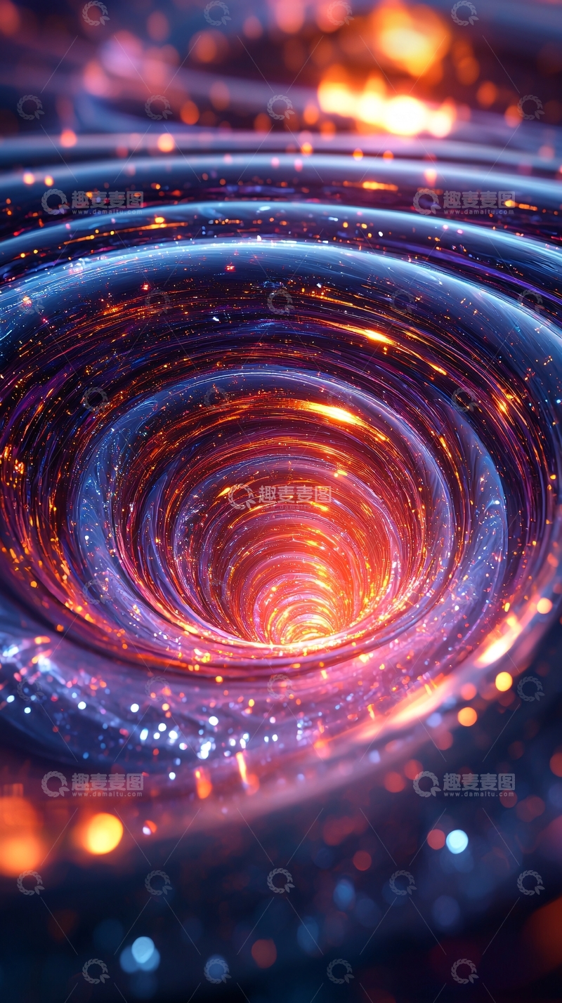 高清大图下载【趣麦麦图】蓝色橘色光晕漩涡