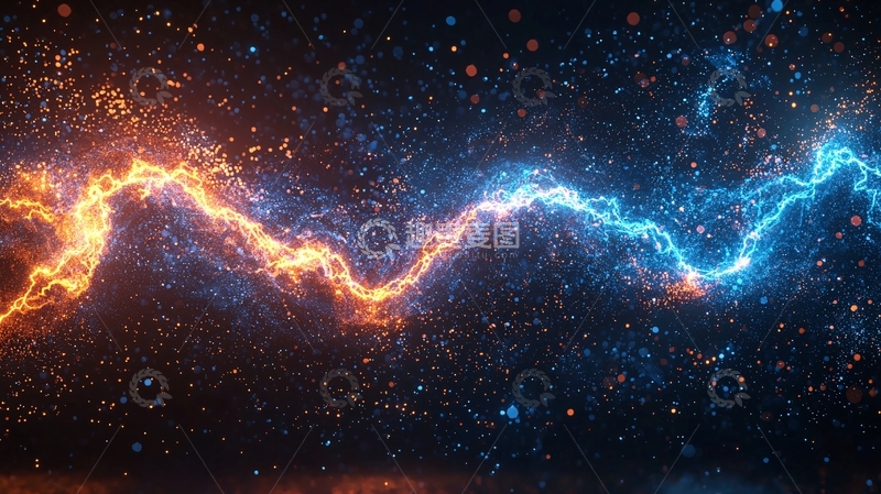 高清大图下载【趣麦麦图】蓝色火焰与橙色火焰交织